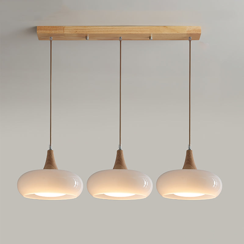 Lampada a sospensione in legno ambra