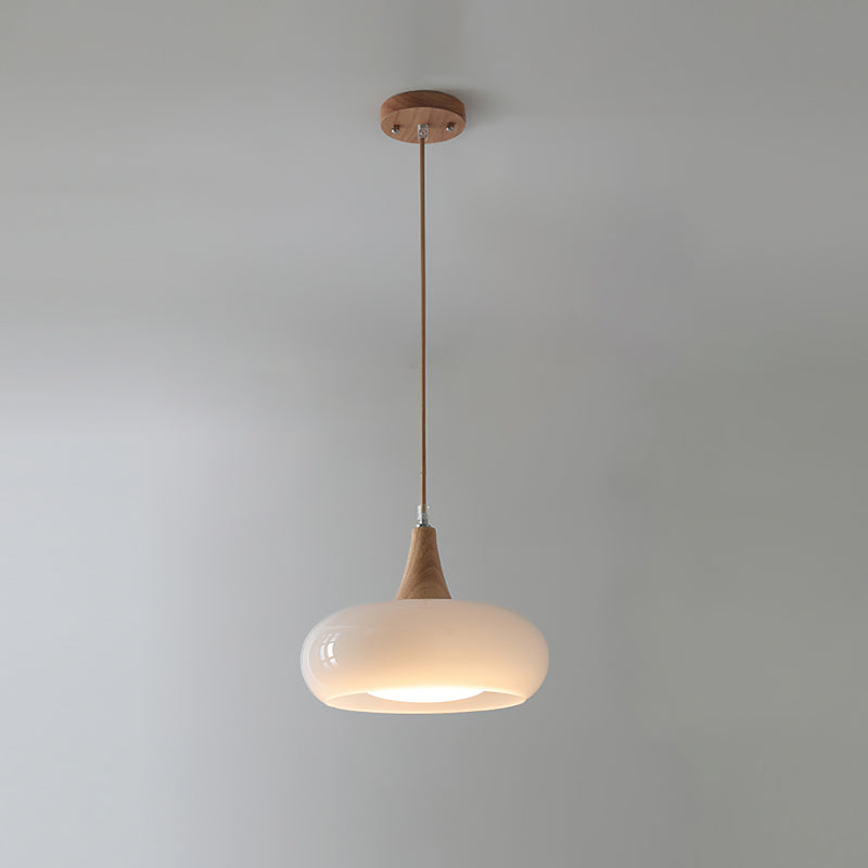 Lampada a sospensione in legno ambra