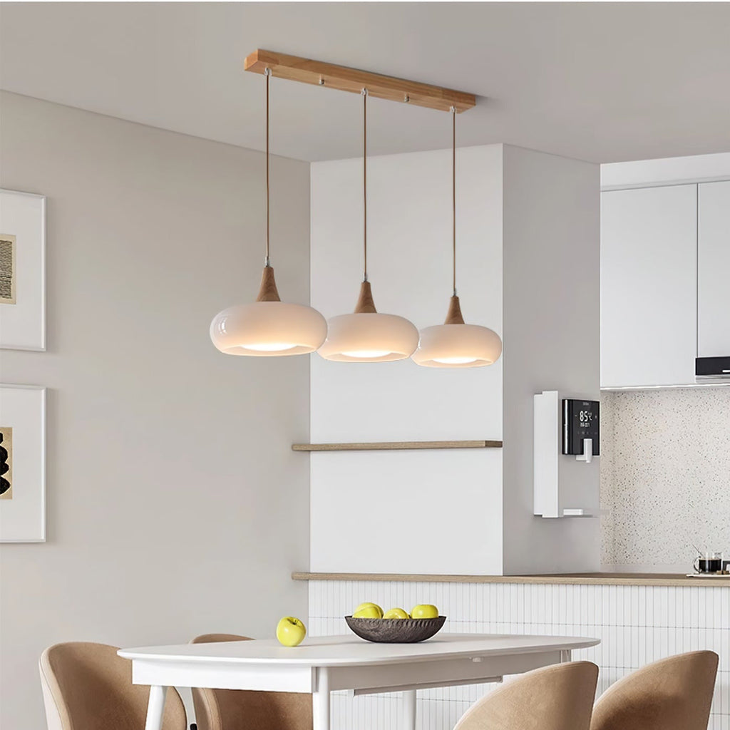 Lampada a sospensione in legno ambra