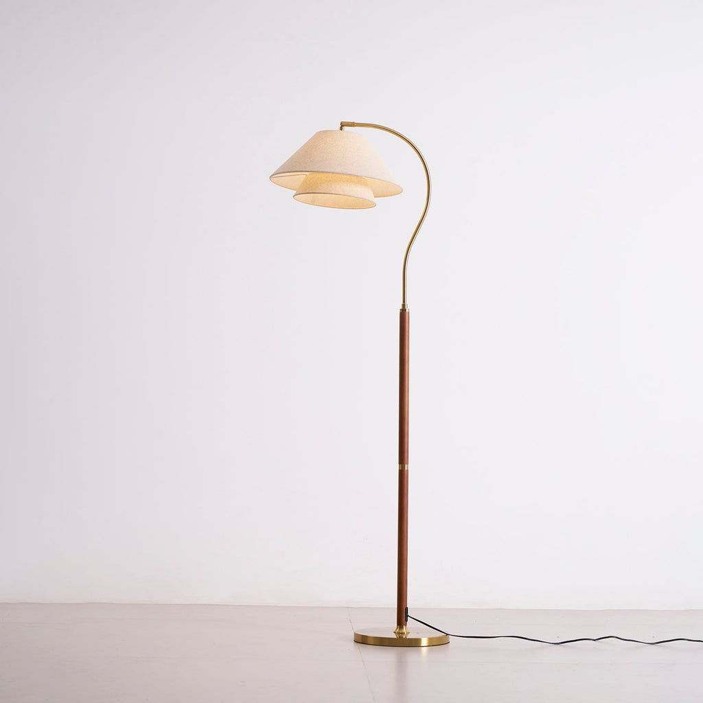 Silvara | Lampada da Terra Moderna con Design a Doppio Paralume in Tessuto per Ambienti Raffinati