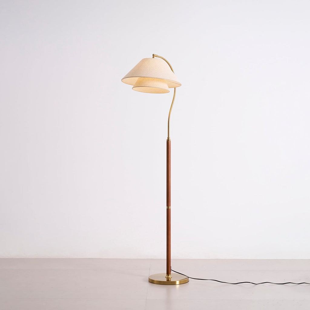 Silvara | Lampada da Terra Moderna con Design a Doppio Paralume in Tessuto per Ambienti Raffinati