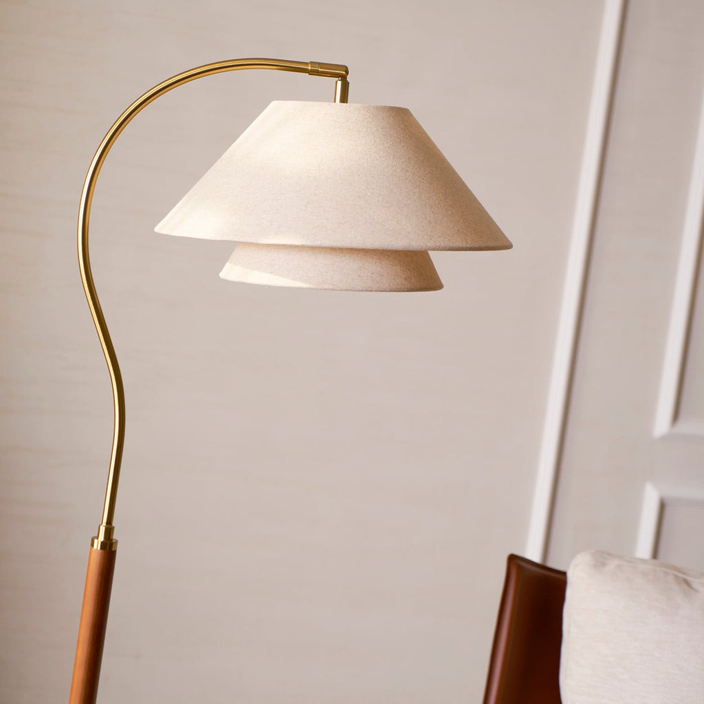 Silvara | Lampada da Terra Moderna con Design a Doppio Paralume in Tessuto per Ambienti Raffinati