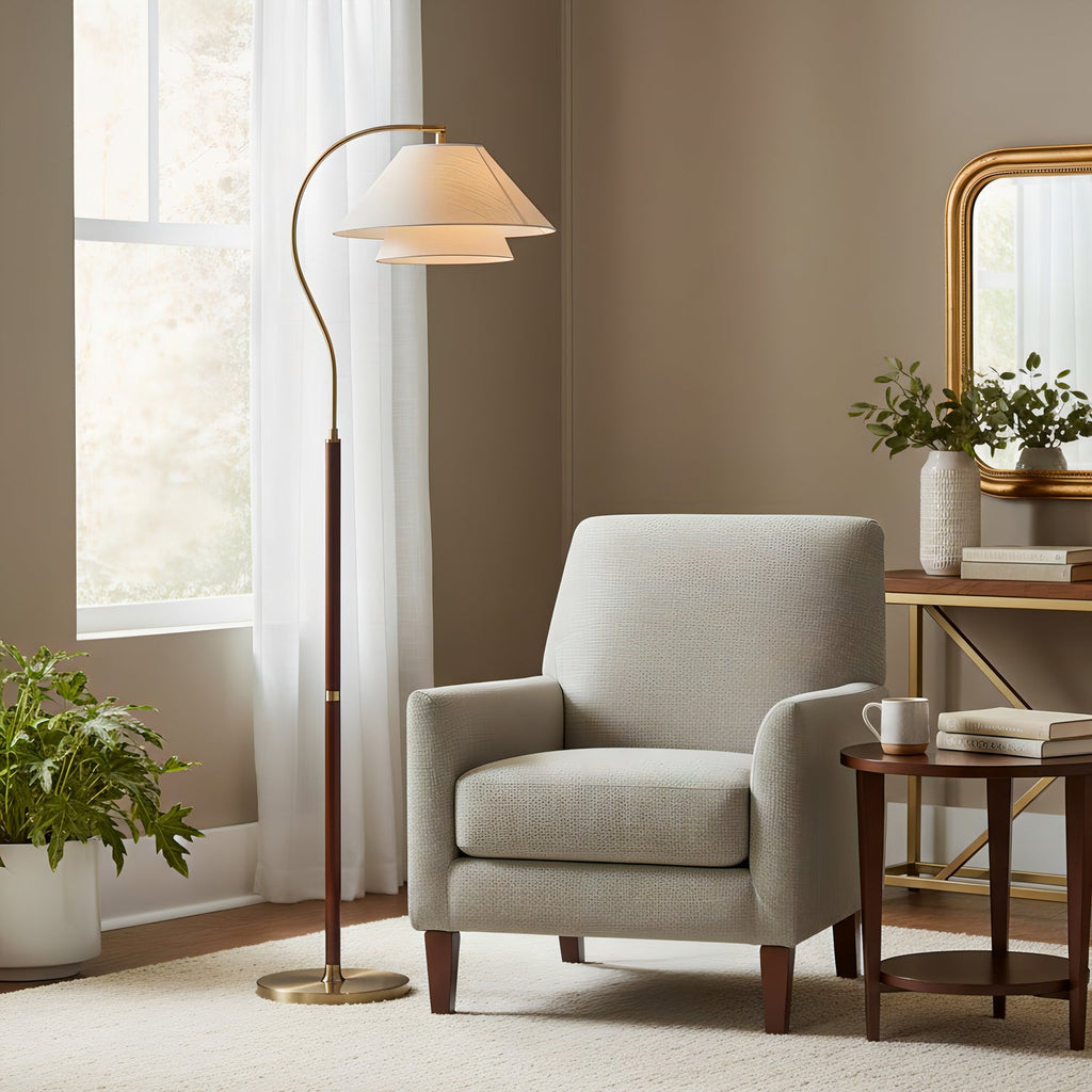 Silvara | Lampada da Terra Moderna con Design a Doppio Paralume in Tessuto per Ambienti Raffinati