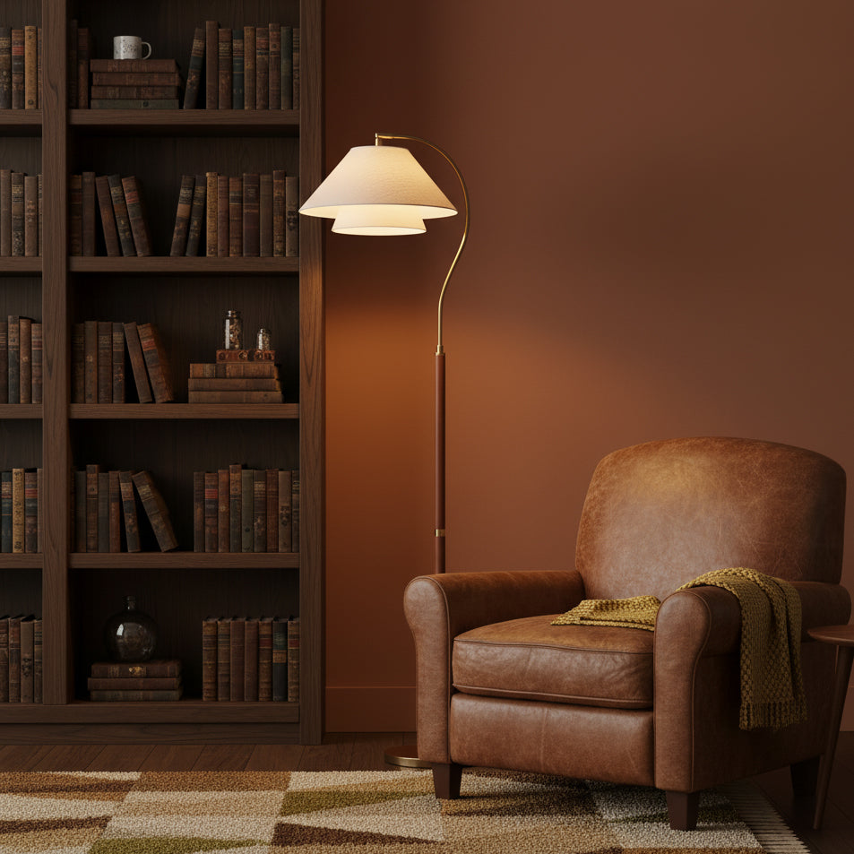 Silvara | Lampada da Terra Moderna con Design a Doppio Paralume in Tessuto per Ambienti Raffinati