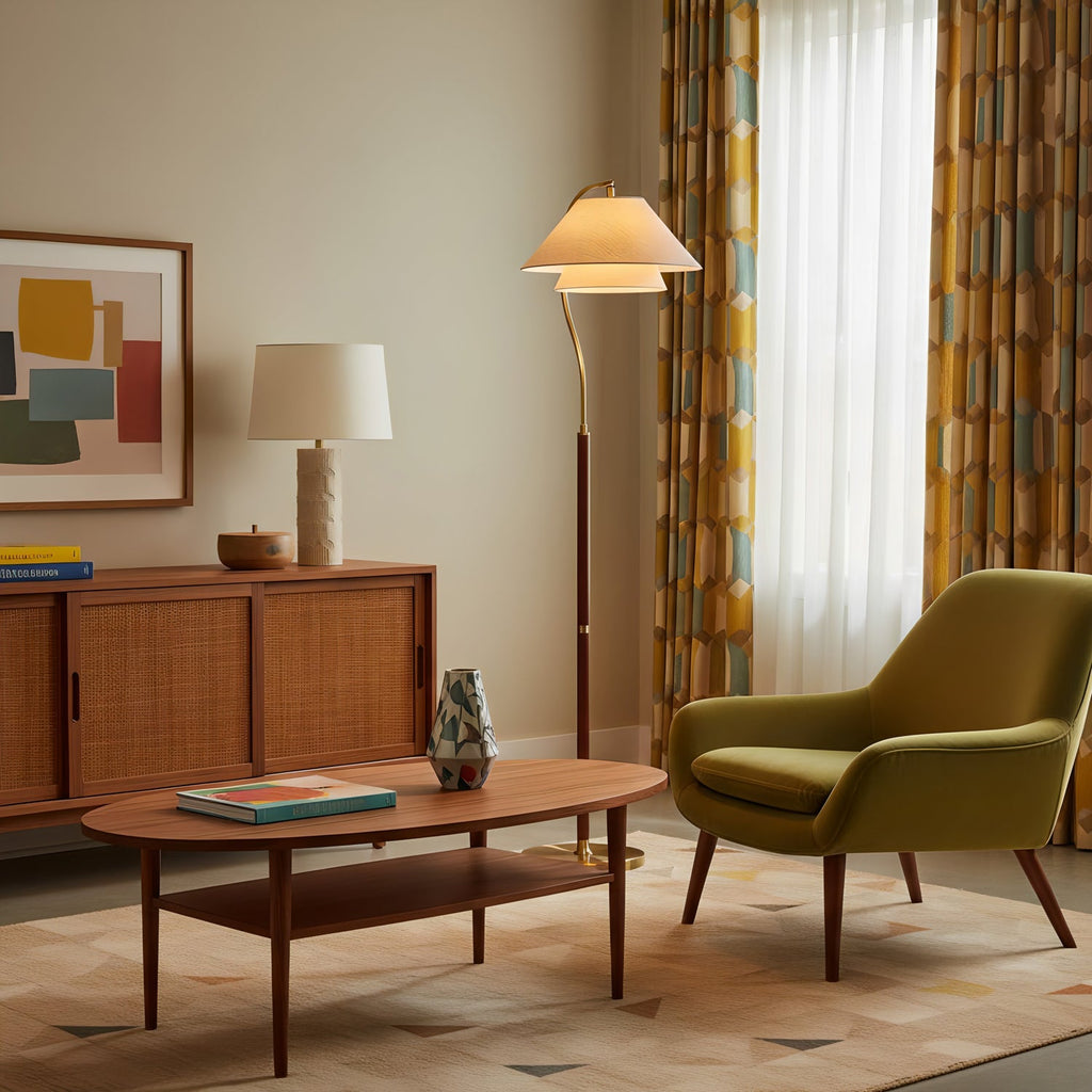 Silvara | Lampada da Terra Moderna con Design a Doppio Paralume in Tessuto per Ambienti Raffinati