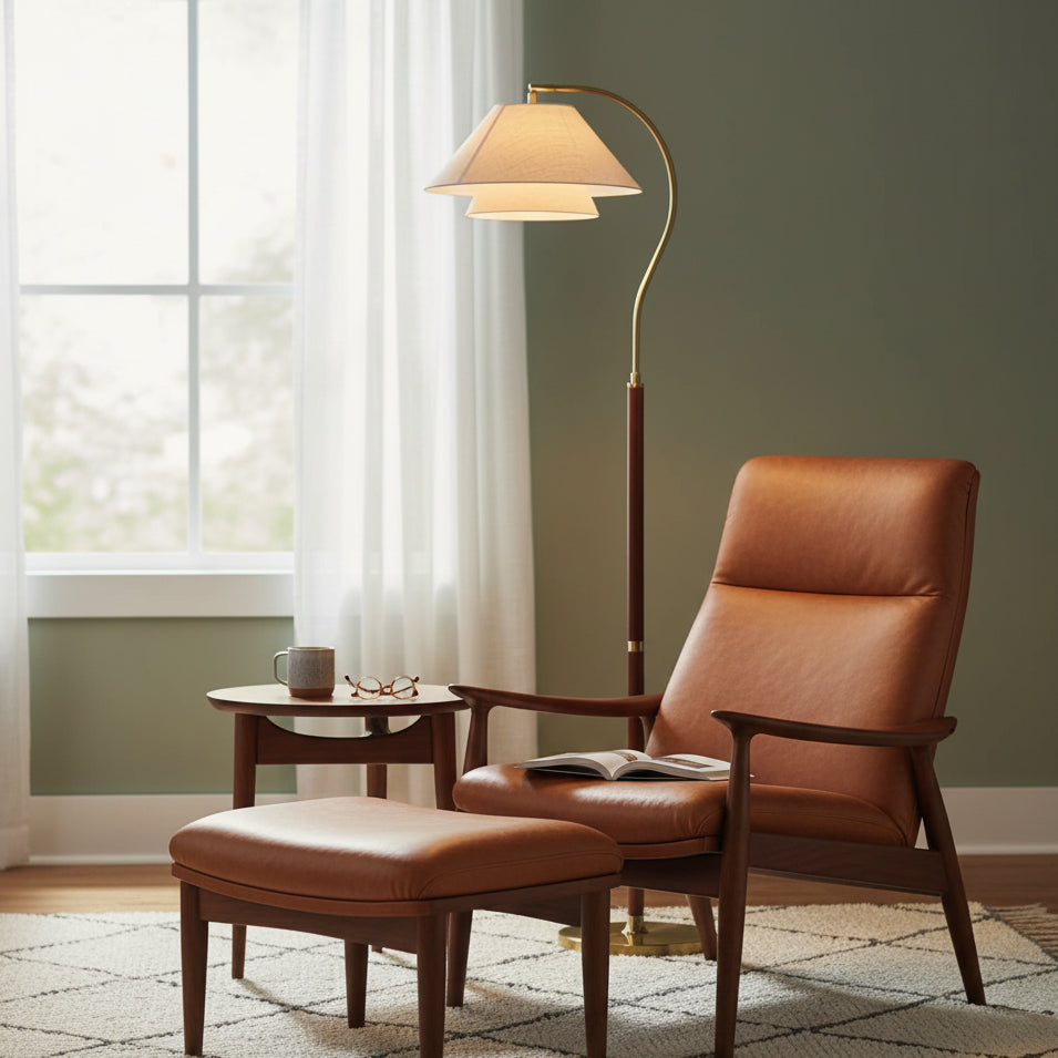 Silvara | Lampada da Terra Moderna con Design a Doppio Paralume in Tessuto per Ambienti Raffinati