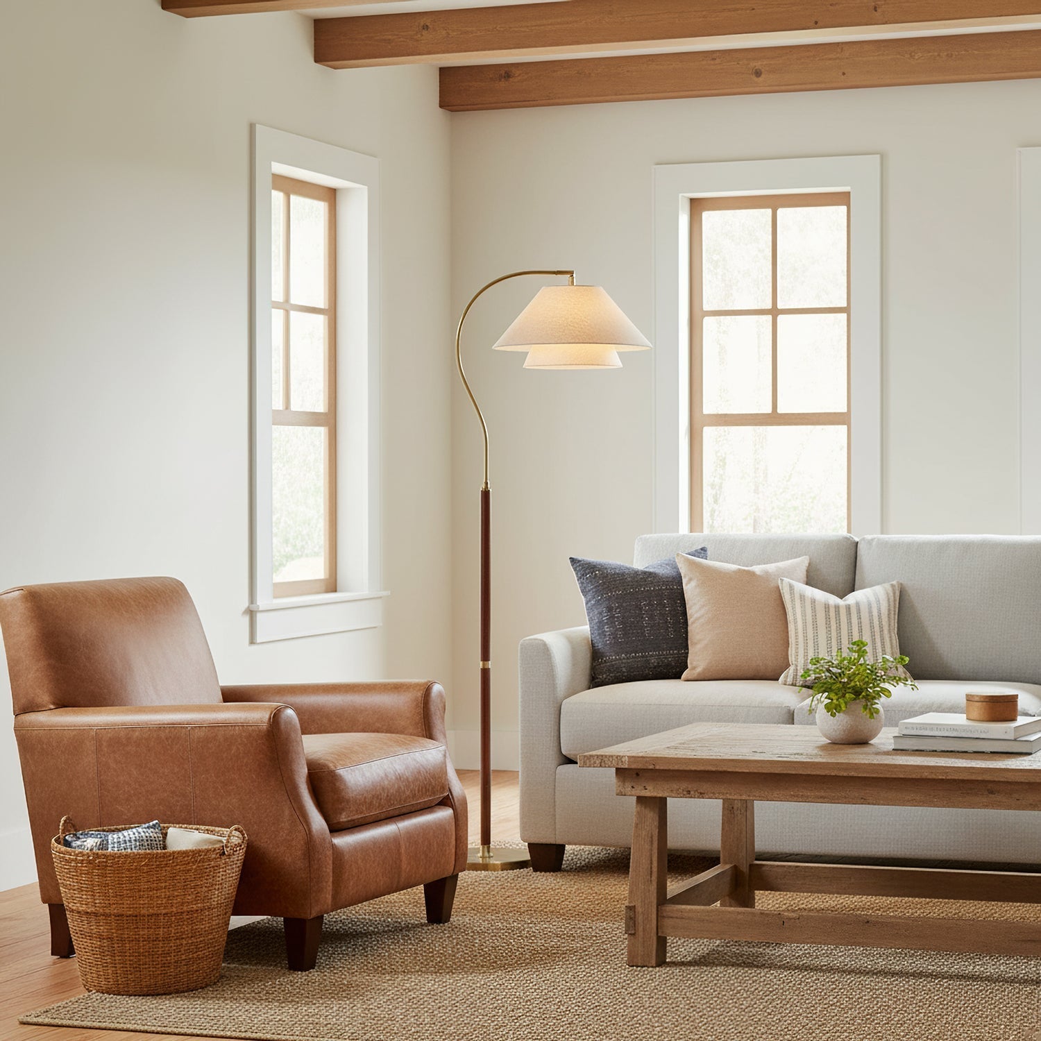 Silvara | Lampada da Terra Moderna con Design a Doppio Paralume in Tessuto per Ambienti Raffinati