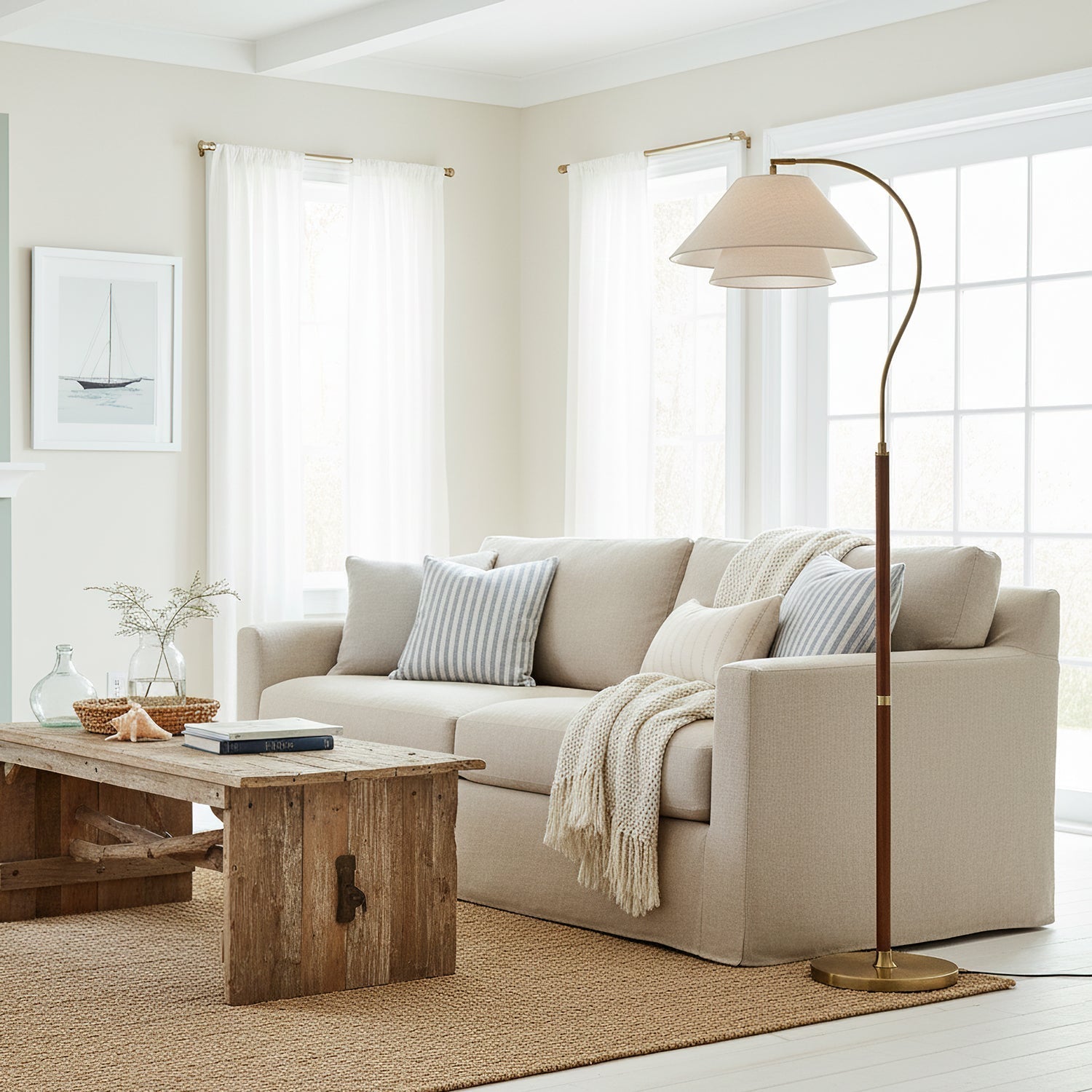 Silvara | Lampada da Terra Moderna con Design a Doppio Paralume in Tessuto per Ambienti Raffinati