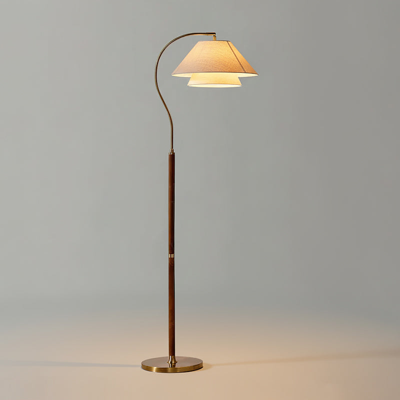 Silvara | Lampada da Terra Moderna con Design a Doppio Paralume in Tessuto per Ambienti Raffinati