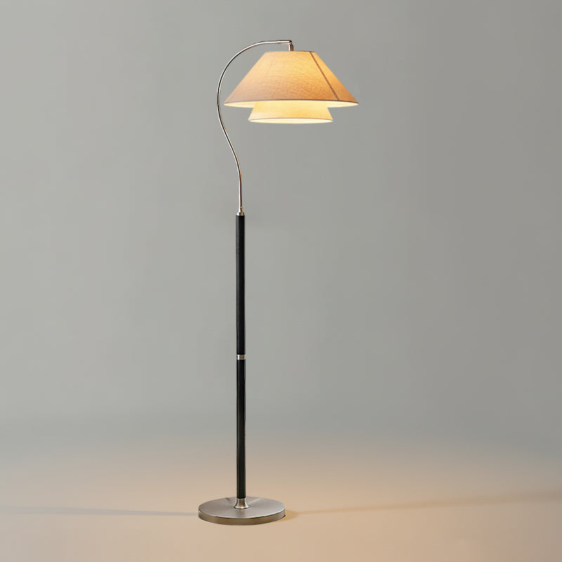Silvara | Lampada da Terra Moderna con Design a Doppio Paralume in Tessuto per Ambienti Raffinati