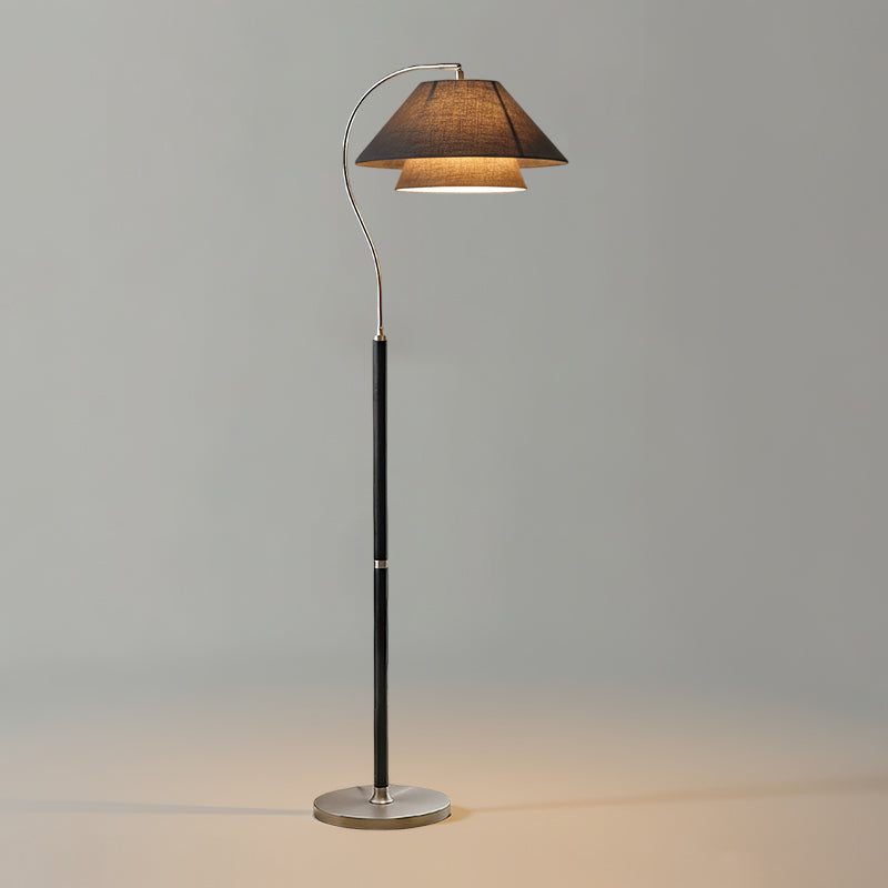 Silvara | Lampada da Terra Moderna con Design a Doppio Paralume in Tessuto per Ambienti Raffinati
