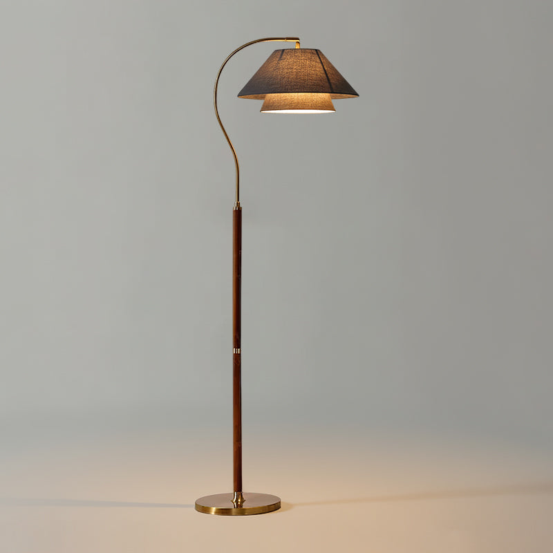 Silvara | Lampada da Terra Moderna con Design a Doppio Paralume in Tessuto per Ambienti Raffinati
