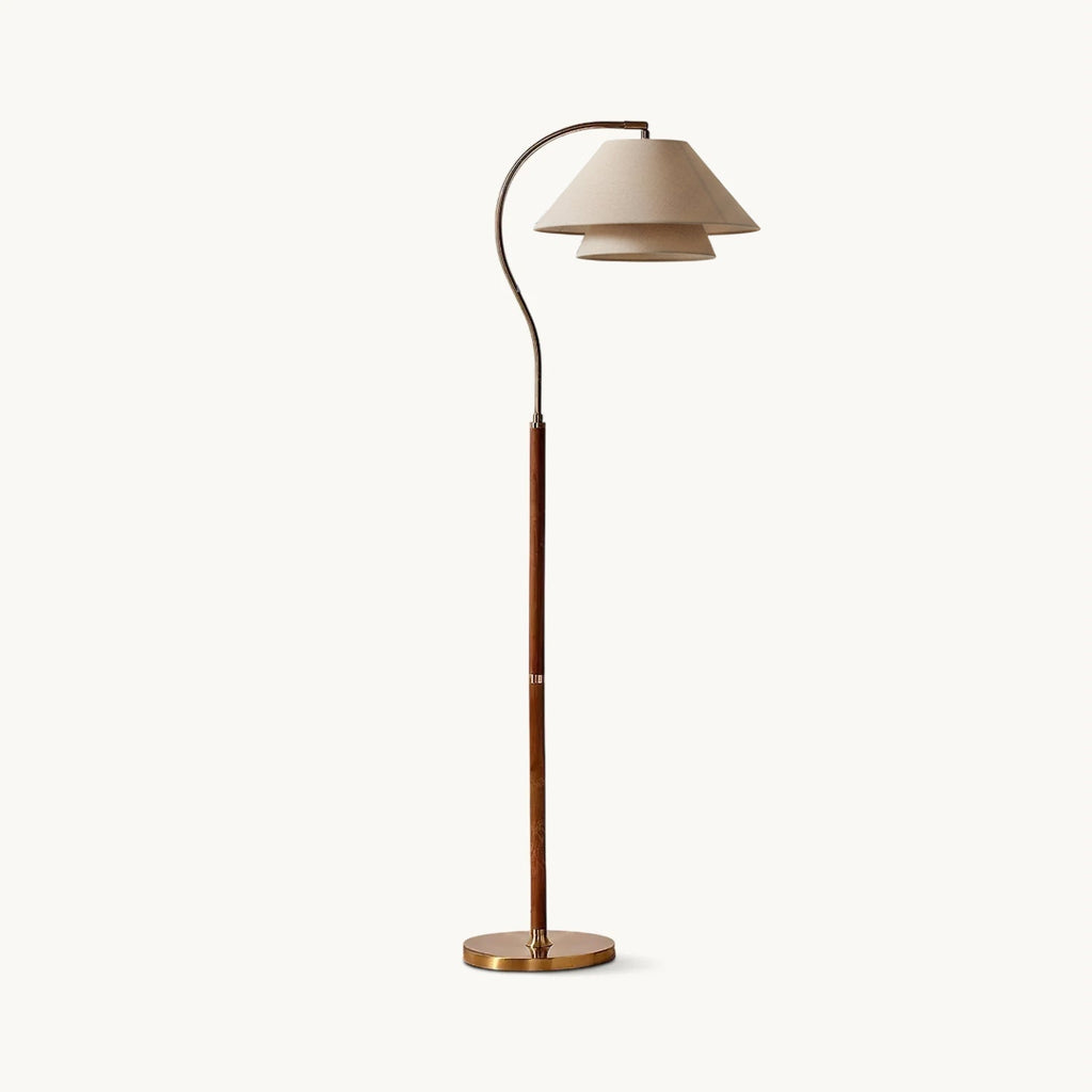 Silvara | Lampada da Terra Moderna con Design a Doppio Paralume in Tessuto per Ambienti Raffinati