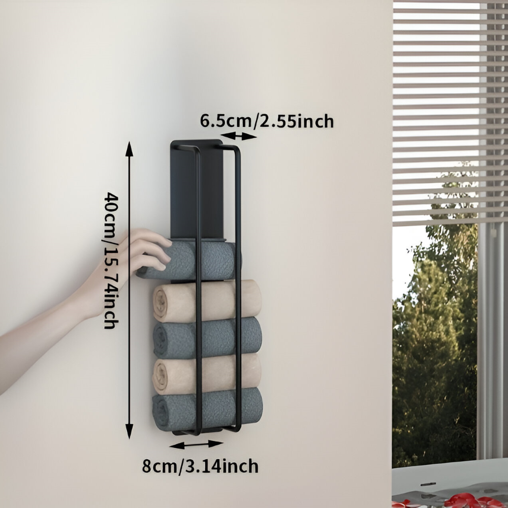 Portasciugamani | Stoccaggio verticale a parete | Cesto di filo aperto | TowelStack