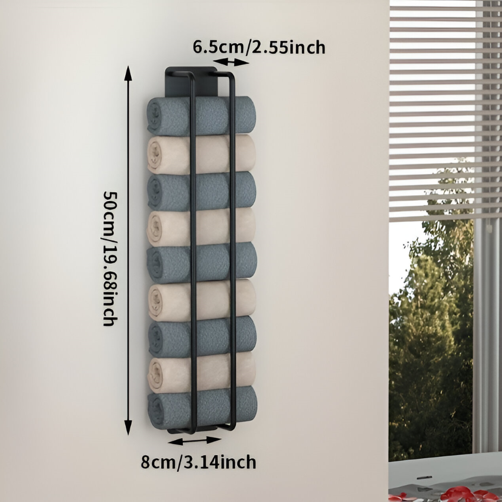Portasciugamani | Stoccaggio verticale a parete | Cesto di filo aperto | TowelStack