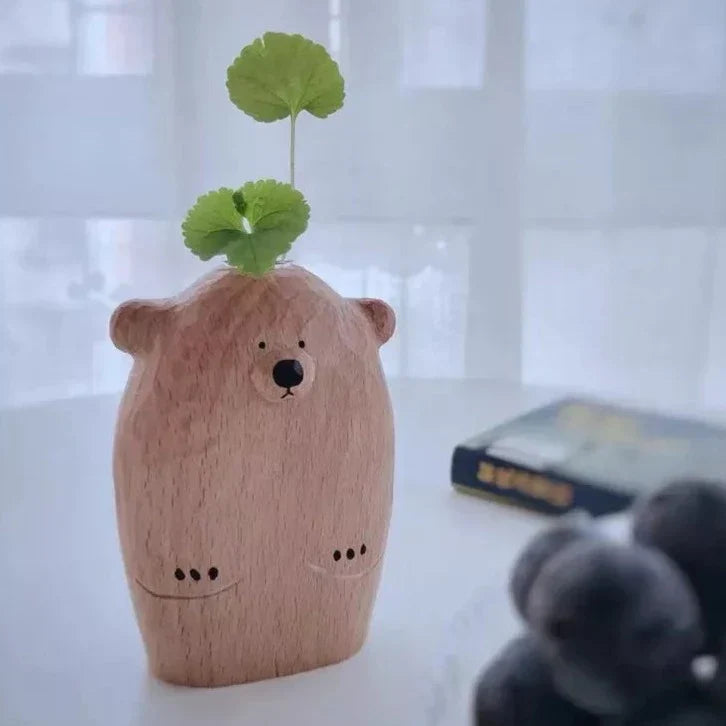 Deliziosa piccola vaso di fiori a forma di orso