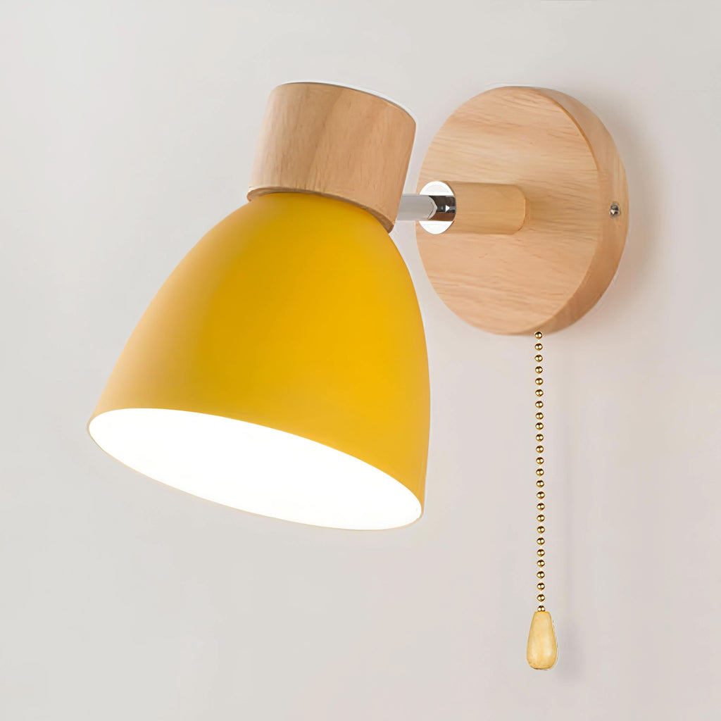 Lampada da Parete Appesa in Legno Nordico con Interruttore a Strappo - Set di 2