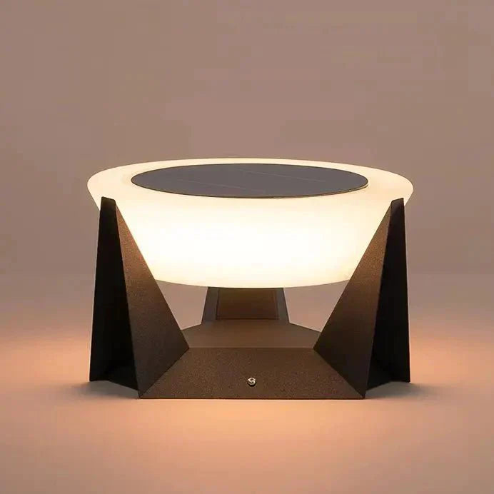Lampada da Giardino Solare Nera con Struttura Quadrata e Parte Superiore Bianca