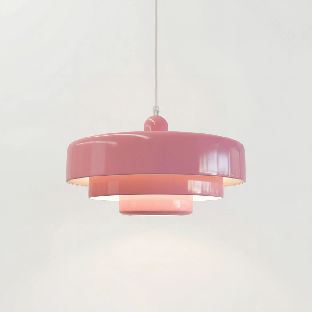 Veloraine | Lampada a sospensione con pendente a disco a tre strati con paralume in alluminio in diversi colori