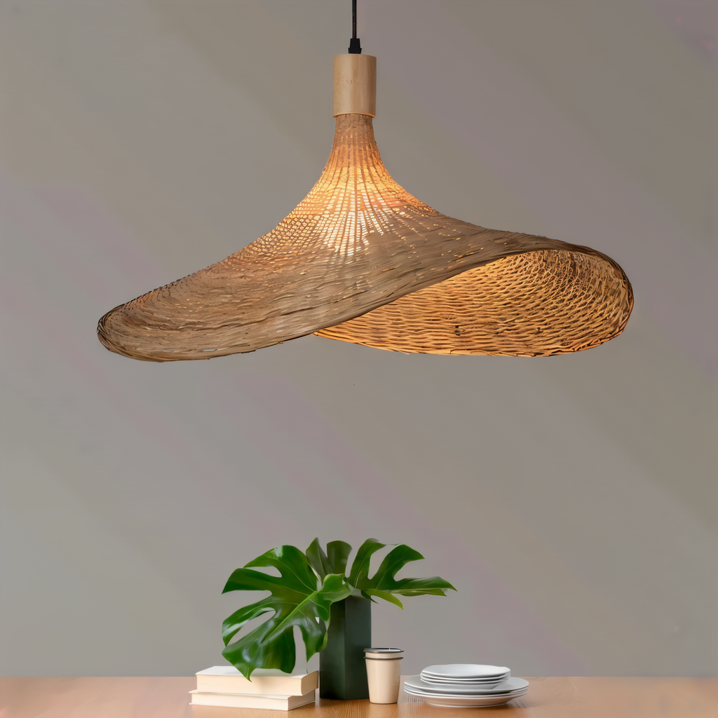 BambWicker – Lampada a Sospensione in Rattan Fatta a Mano in Bambù Naturale