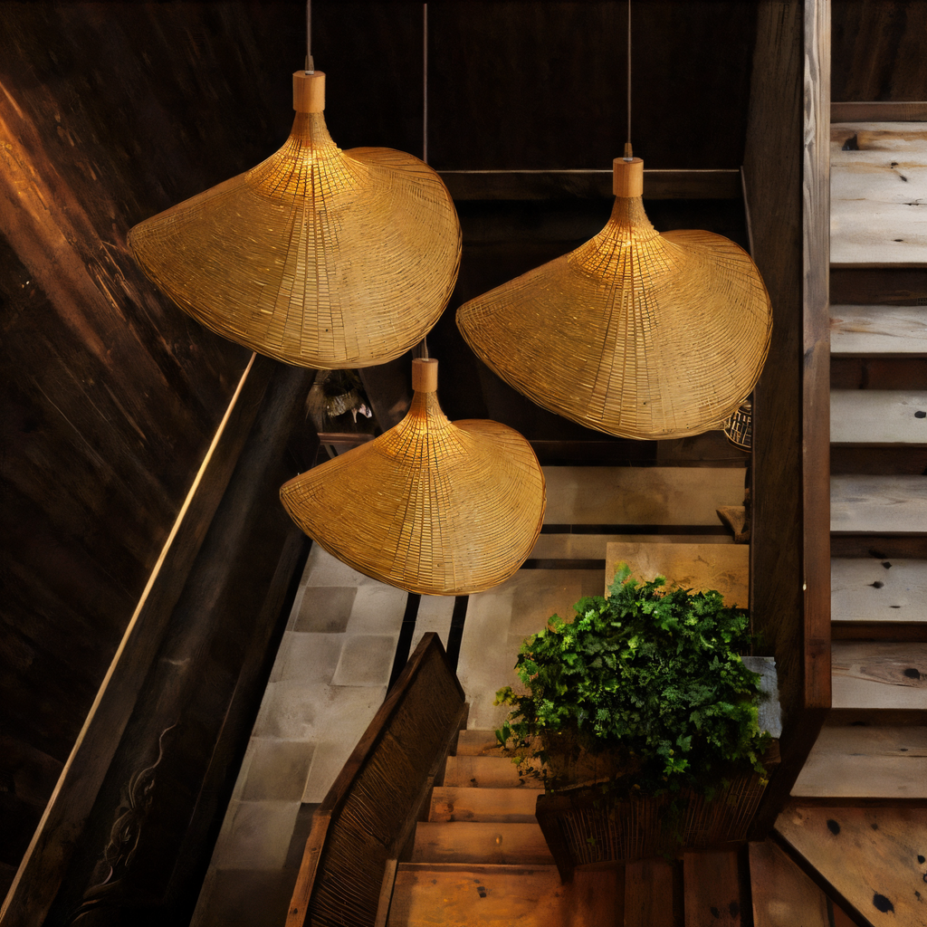 BambWicker – Lampada a Sospensione in Rattan Fatta a Mano in Bambù Naturale