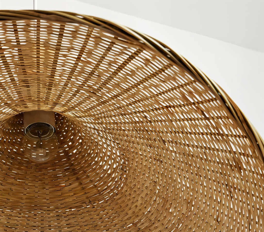 BambWicker – Lampada a Sospensione in Rattan Fatta a Mano in Bambù Naturale