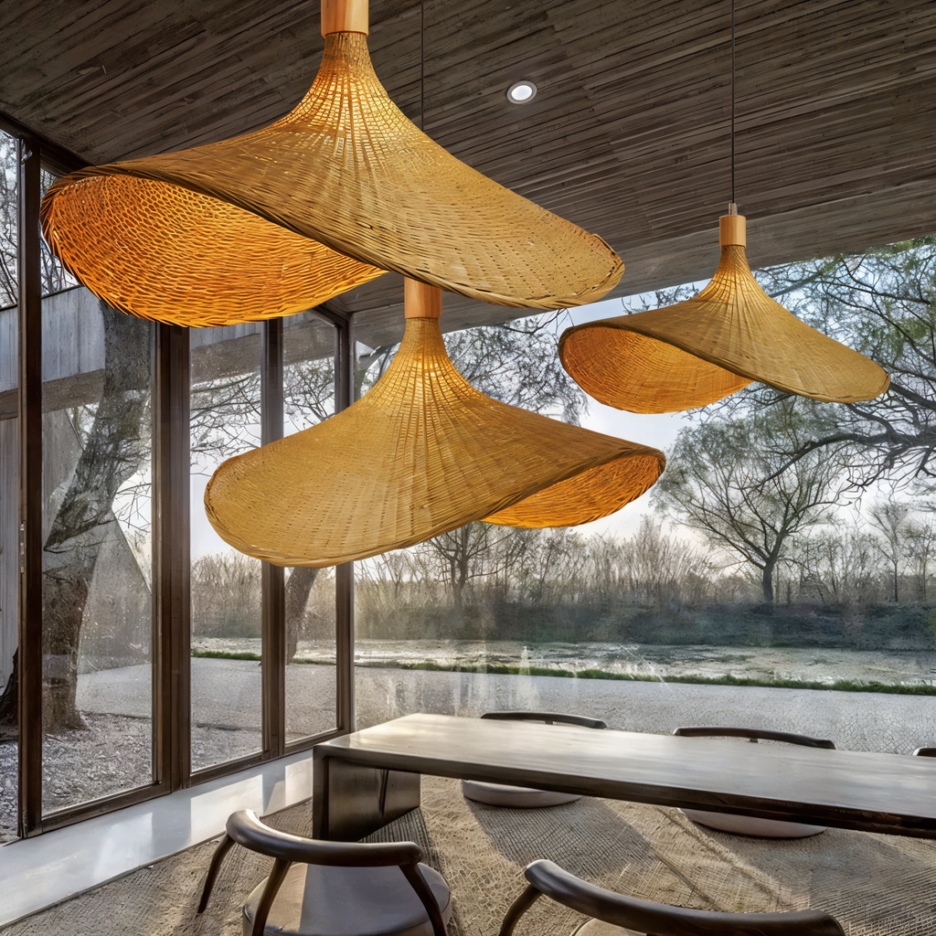 BambWicker – Lampada a Sospensione in Rattan Fatta a Mano in Bambù Naturale