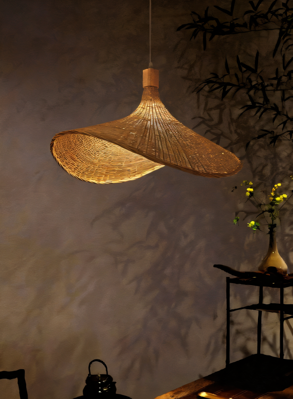 BambWicker – Lampada a Sospensione in Rattan Fatta a Mano in Bambù Naturale