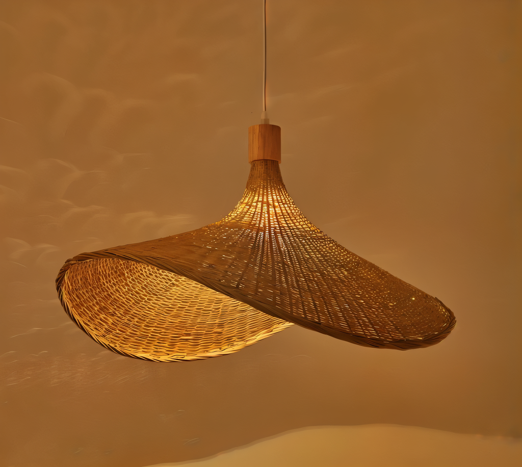 BambWicker – Lampada a Sospensione in Rattan Fatta a Mano in Bambù Naturale