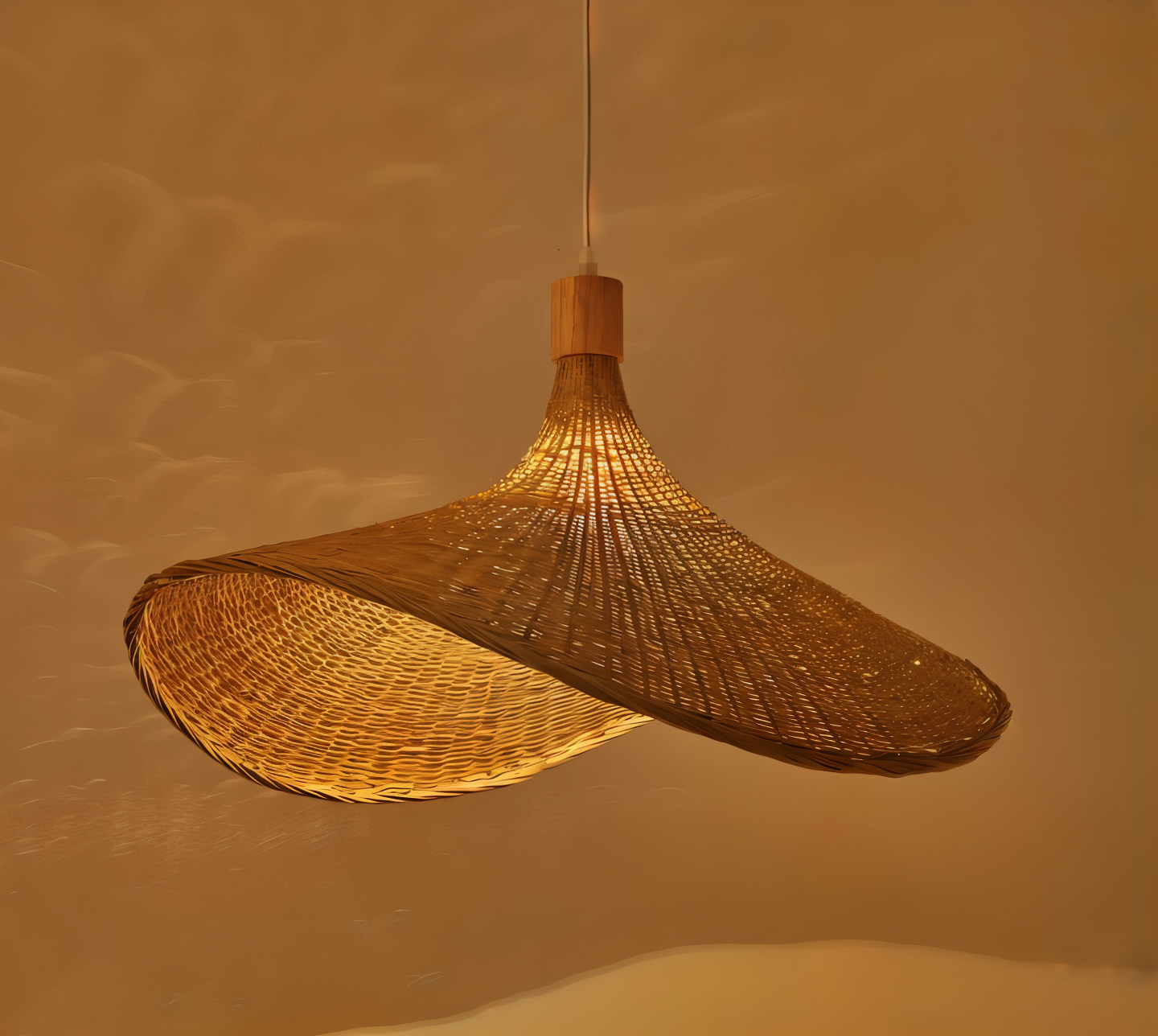 BambWicker – Lampada a Sospensione in Rattan Fatta a Mano in Bambù Naturale