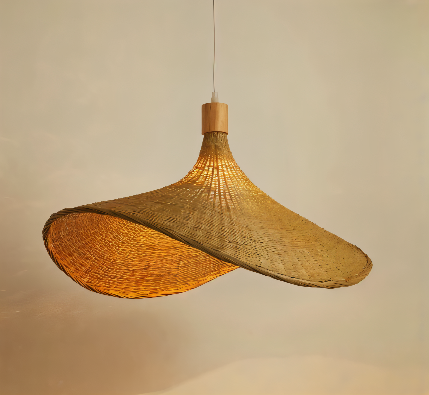 BambWicker – Lampada a Sospensione in Rattan Fatta a Mano in Bambù Naturale