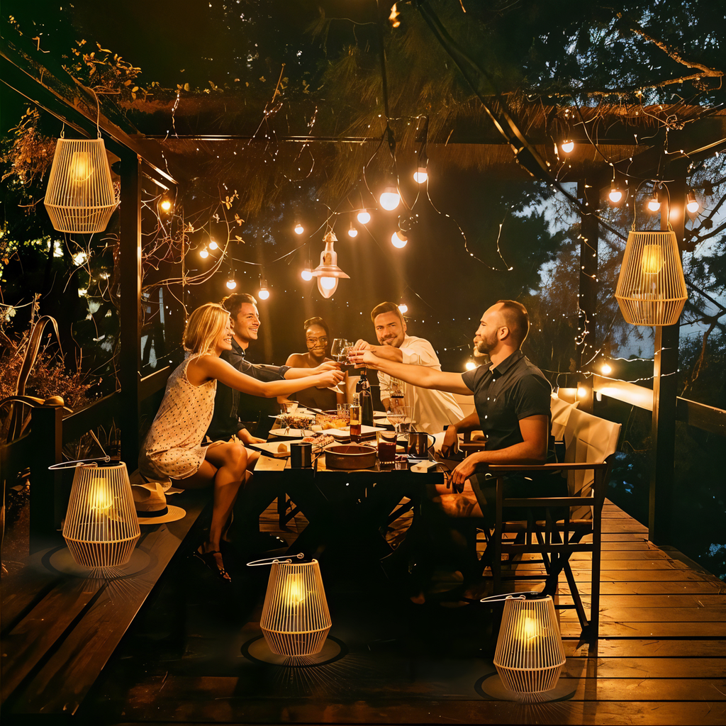 Lampada in Rattan Intrecciato SolVävd – Lampada a Sospensione a Energia Solare in Design di Bambù Intrecciato a Mano