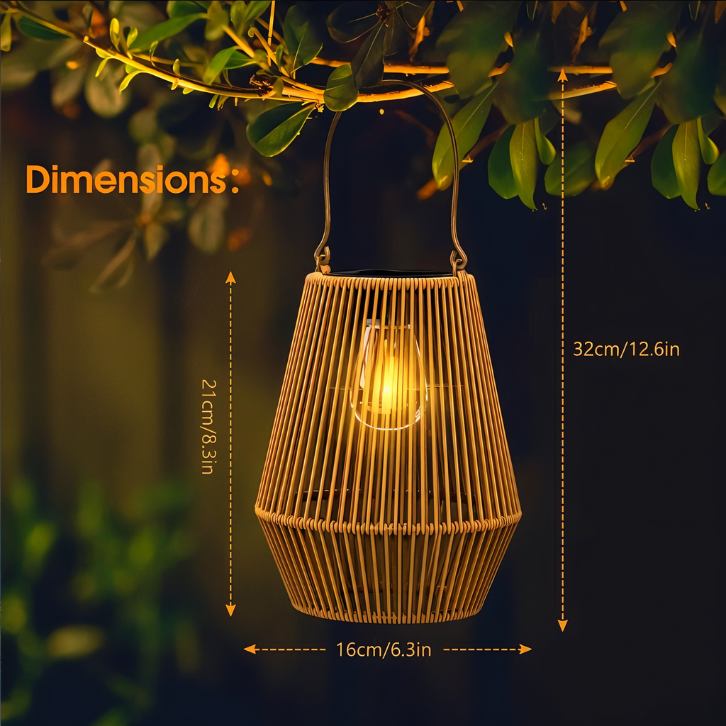 Lampada in Rattan Intrecciato SolVävd – Lampada a Sospensione a Energia Solare in Design di Bambù Intrecciato a Mano