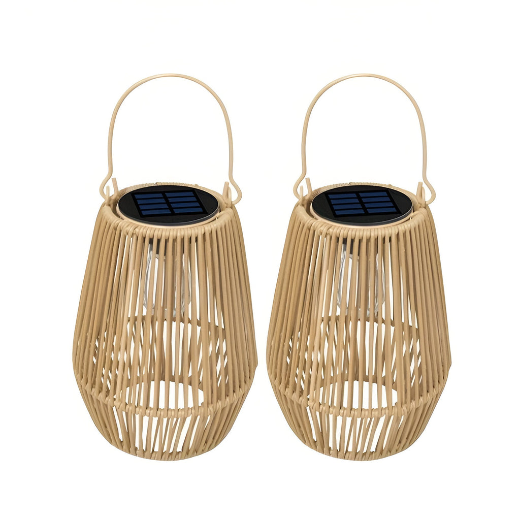 Lampada in Rattan Intrecciato SolVävd – Lampada a Sospensione a Energia Solare in Design di Bambù Intrecciato a Mano