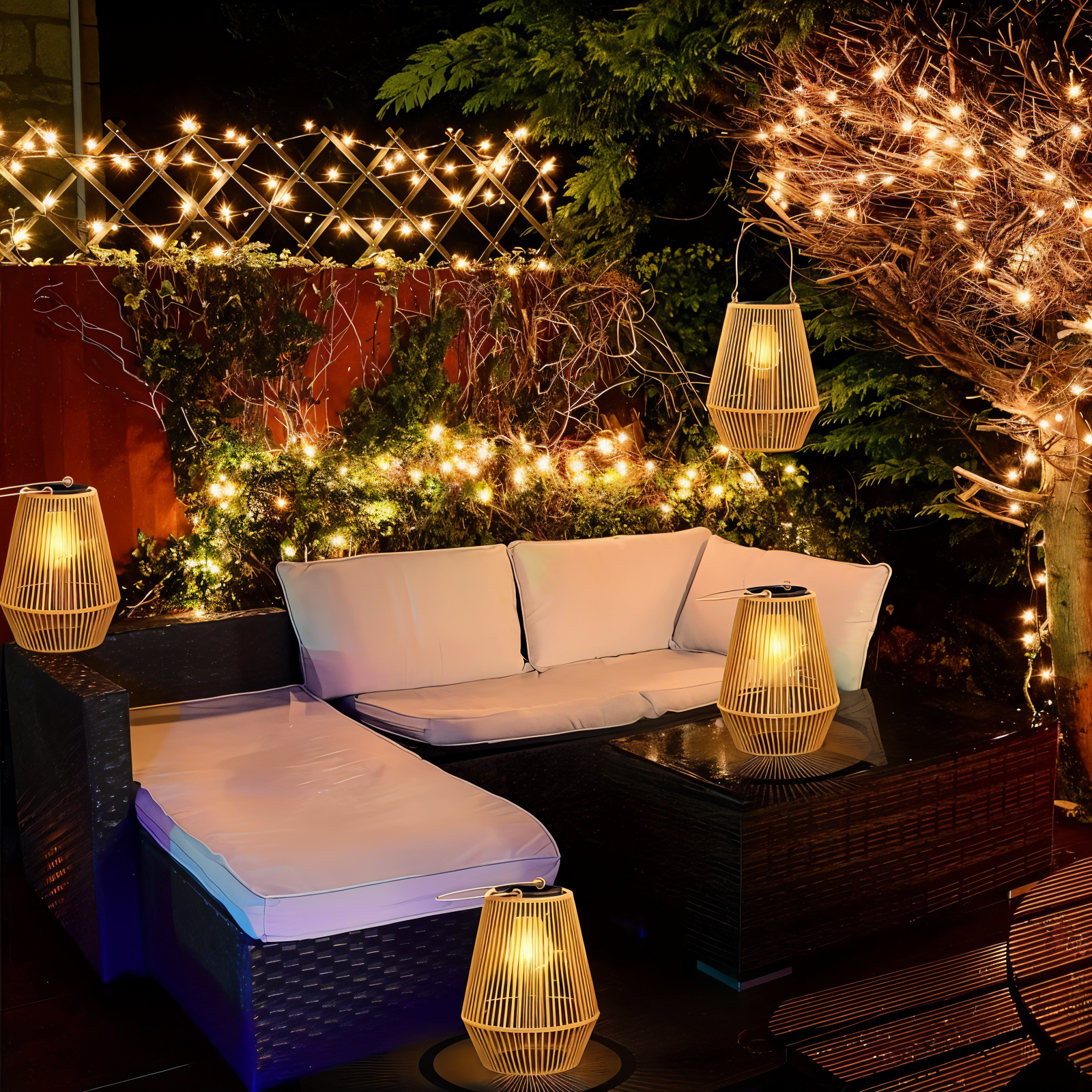 Lampada in Rattan Intrecciato SolVävd – Lampada a Sospensione a Energia Solare in Design di Bambù Intrecciato a Mano