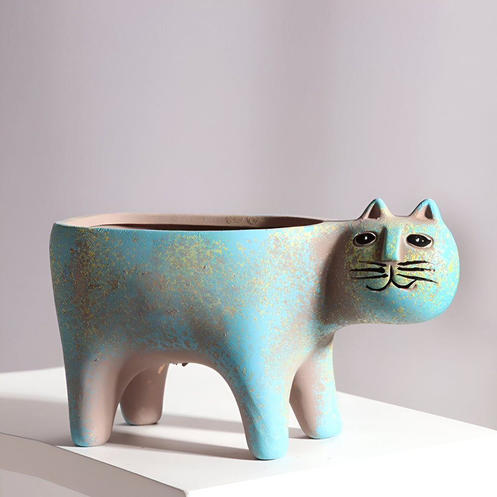 Lunavelle - Vaso di Ceramica Charmante con Design di Gatti per Piante