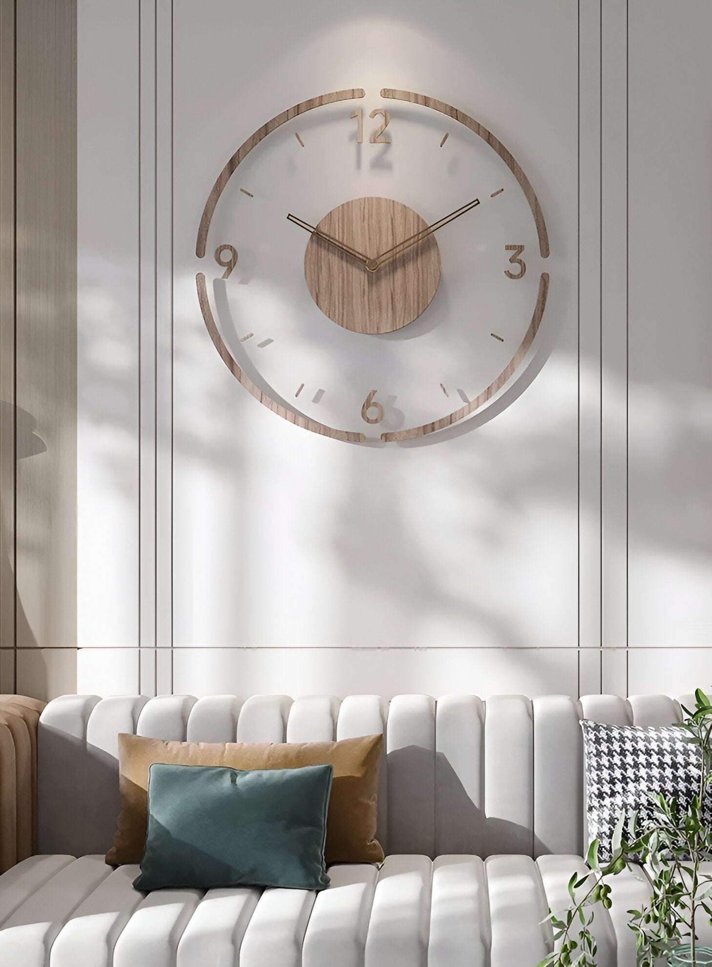 Orologio da Parete ClearWood Trasparente – Quarzo Silenzioso con Dettagli in Legno | Brehn