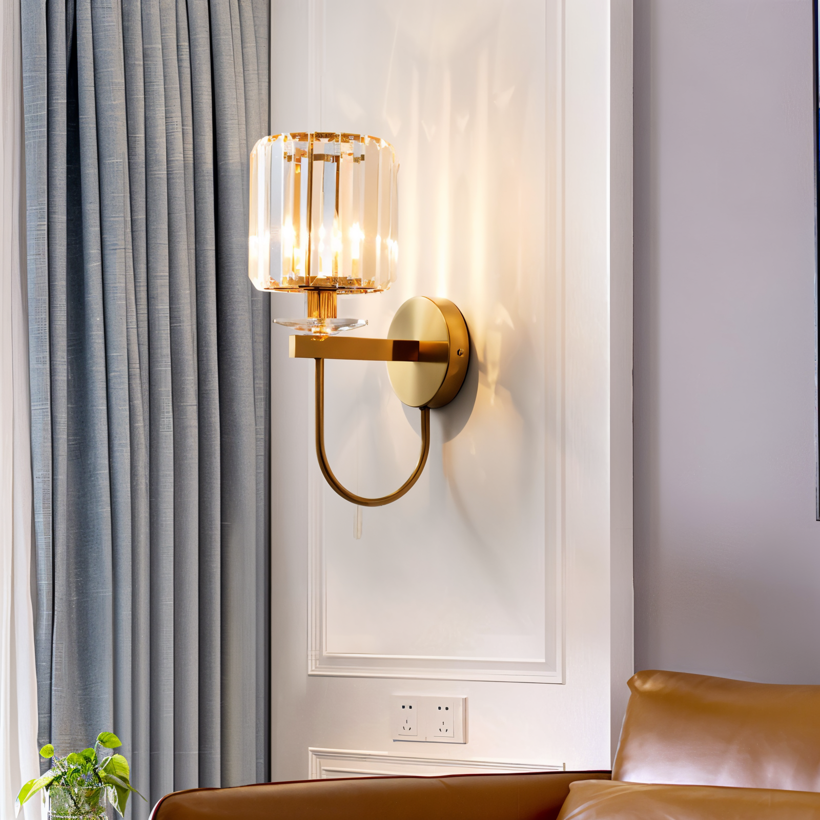 LustraRay – Applique Vintage in Cristallo con Design Cilindrico e Illuminazione a LED