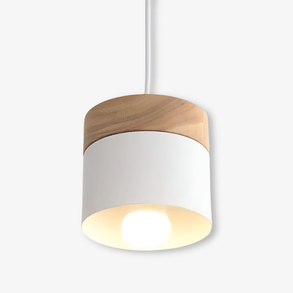 Cylinder Chic – Lampada a Sospensione in Metallo e Legno Caldo