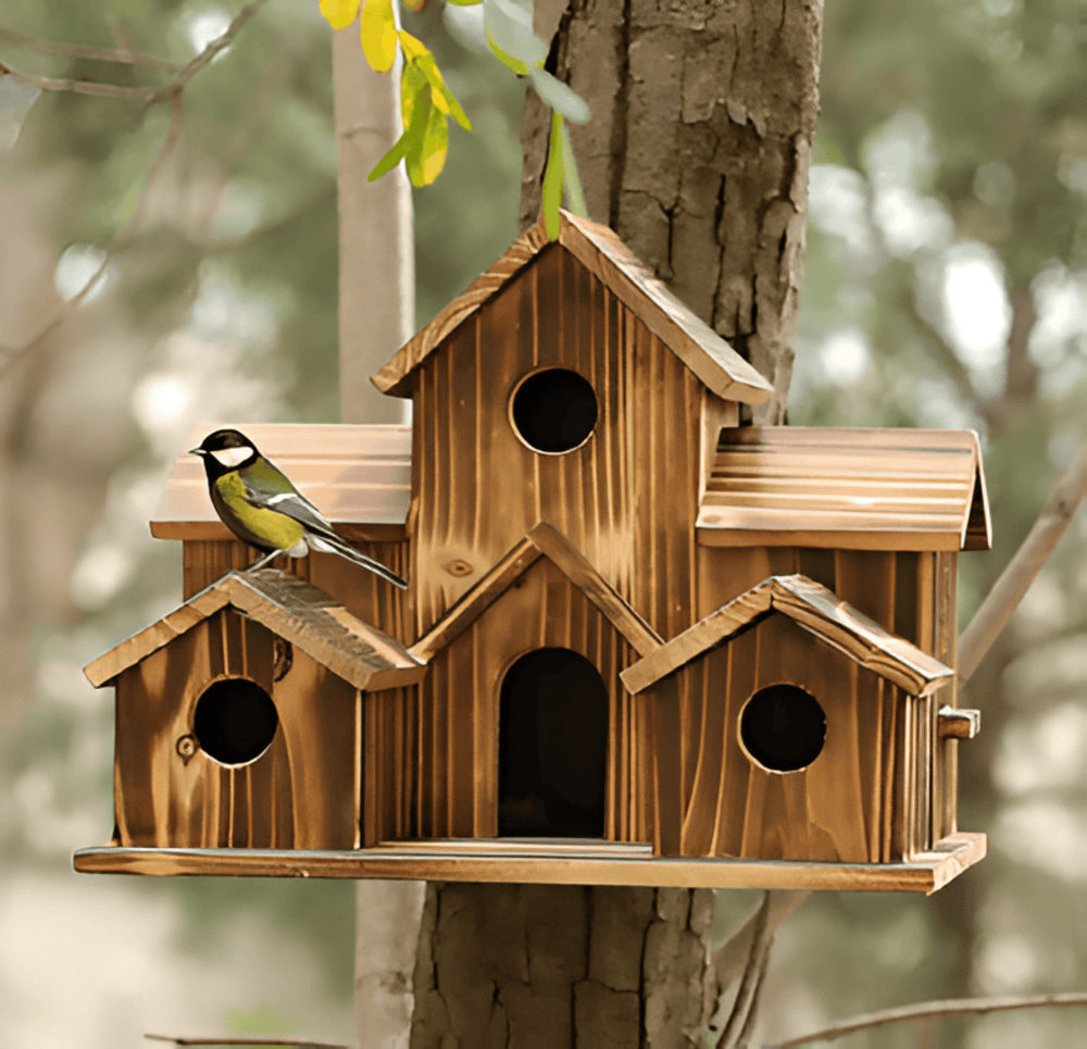 Casa per uccelli in legno sospesa