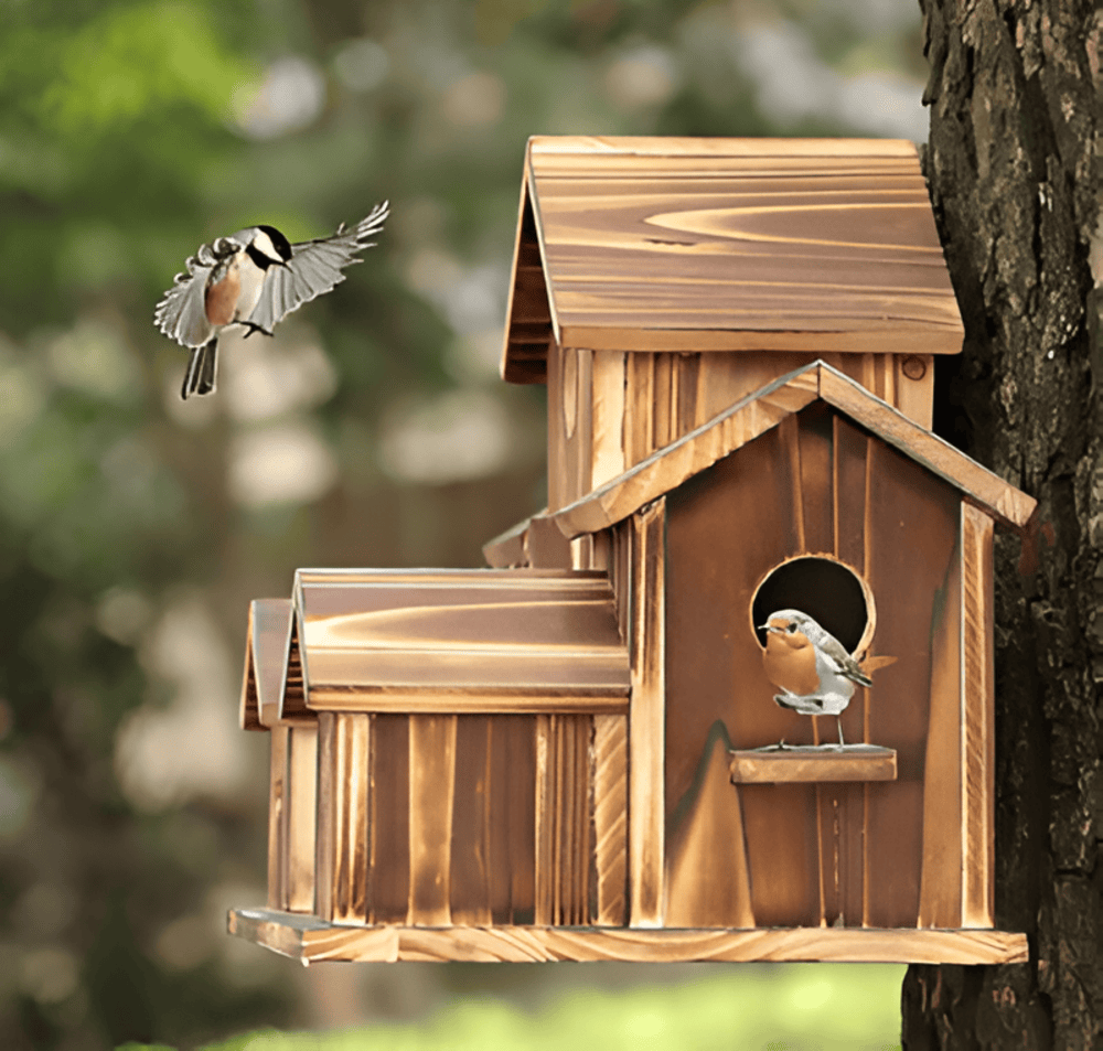 Casa per uccelli in legno sospesa