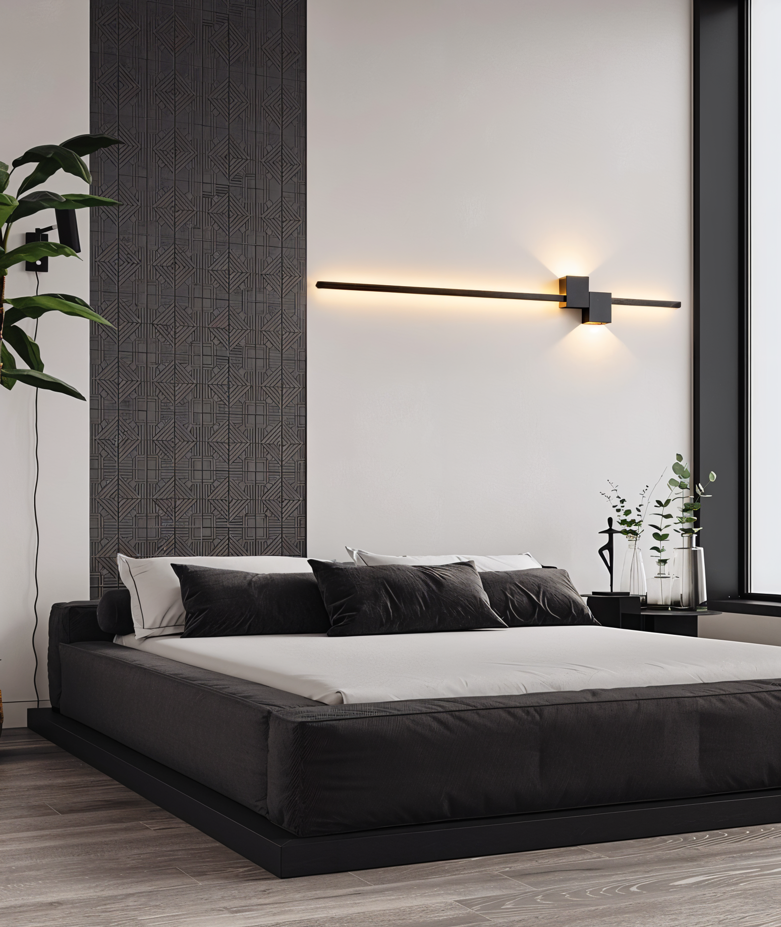 LinéaLux – Applique LED Nera Minimalista in Design Moderno e Lungo