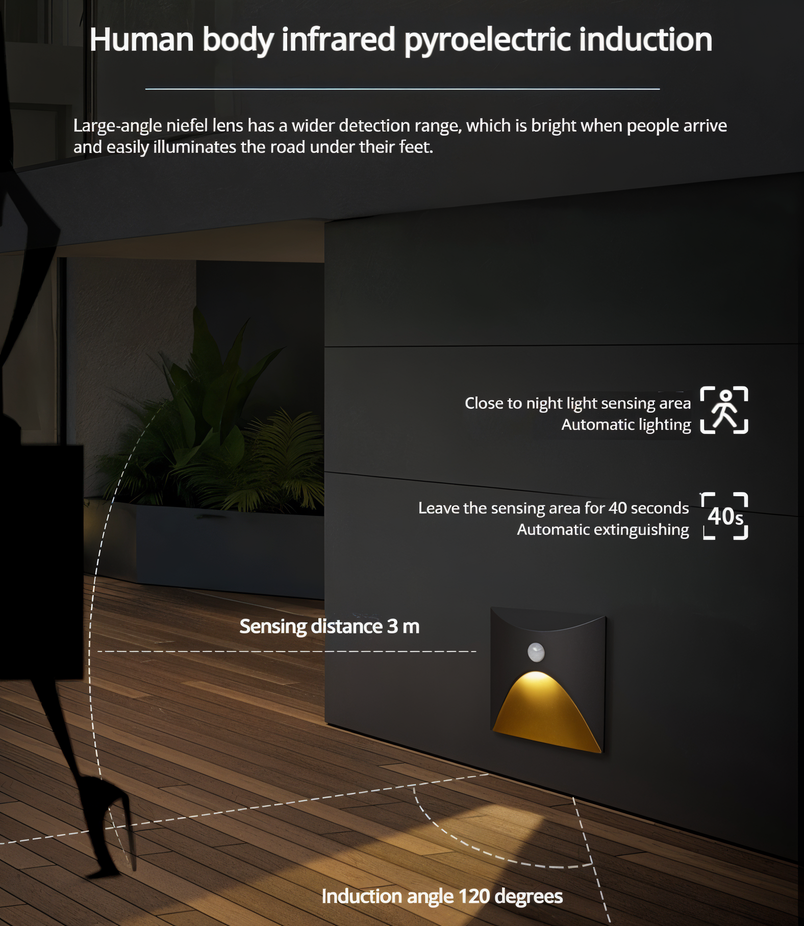 LuminiPath - Luce da Parete Impermeabile IP65 - Luce da Parete Interna ed Esterna - Luce da Parete LED con Sensore di Movimento
