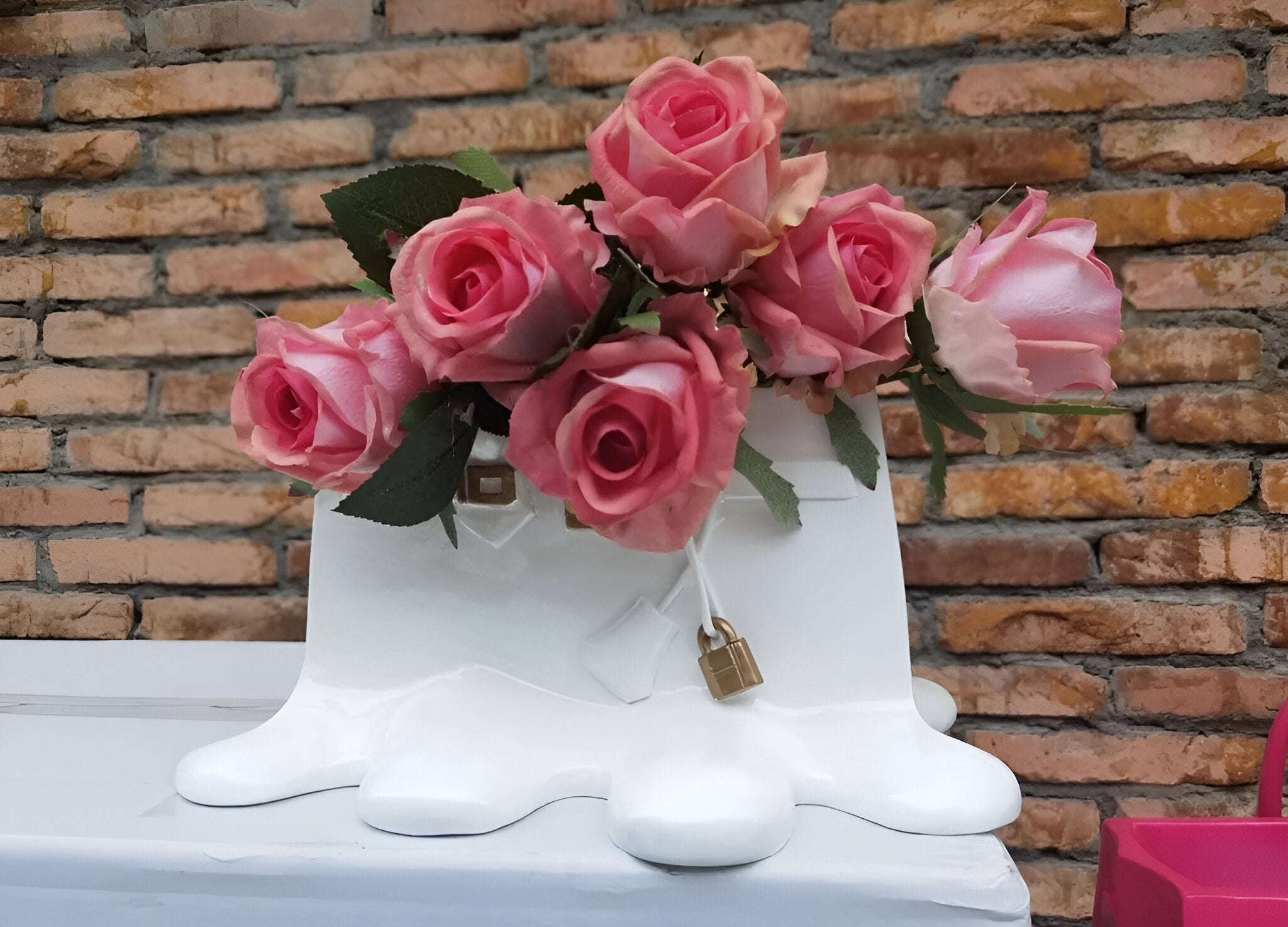 Melantha - Vaso Elegante in Resina con Silhouette di Borsa