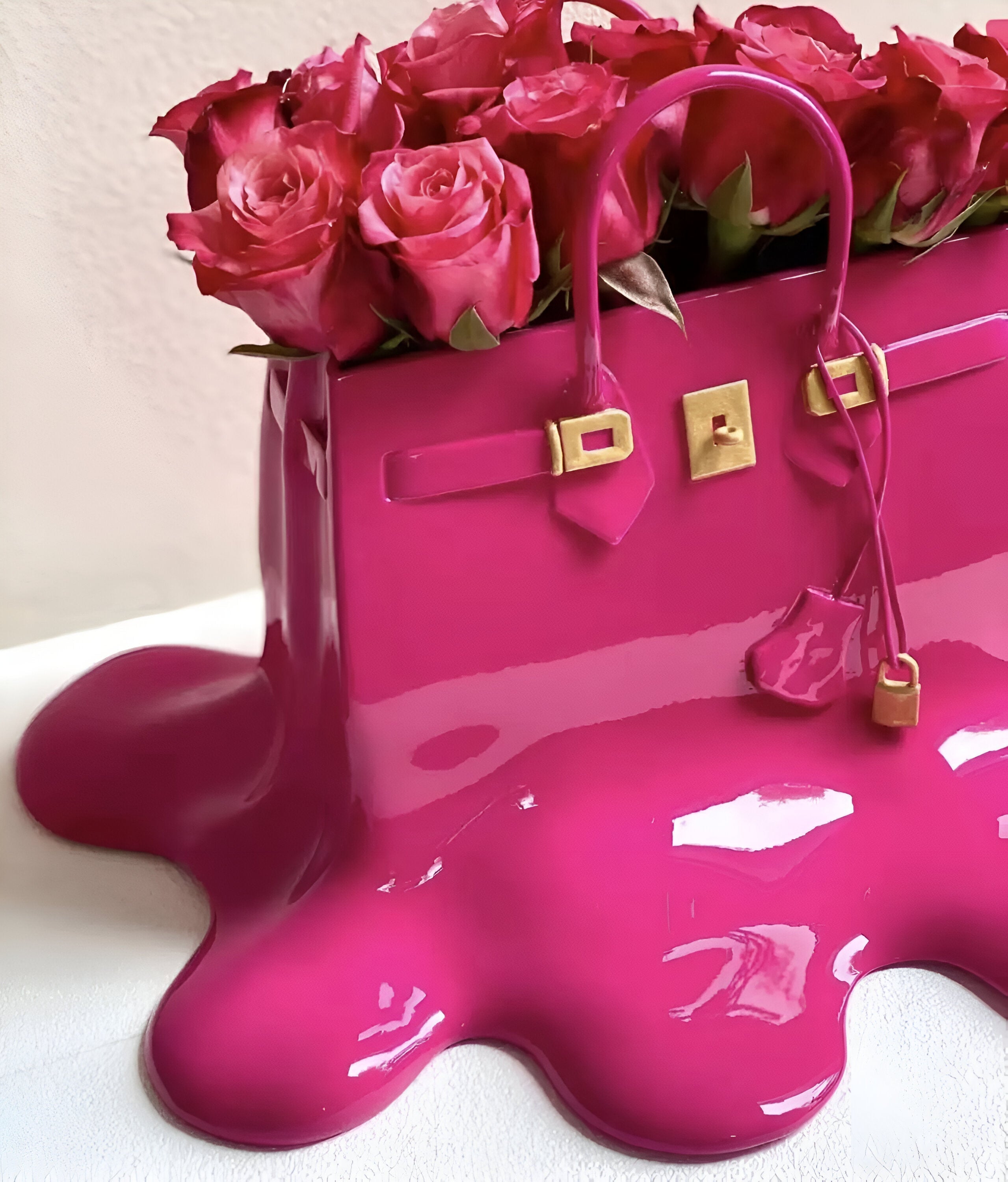 Melantha - Vaso Elegante in Resina con Silhouette di Borsa
