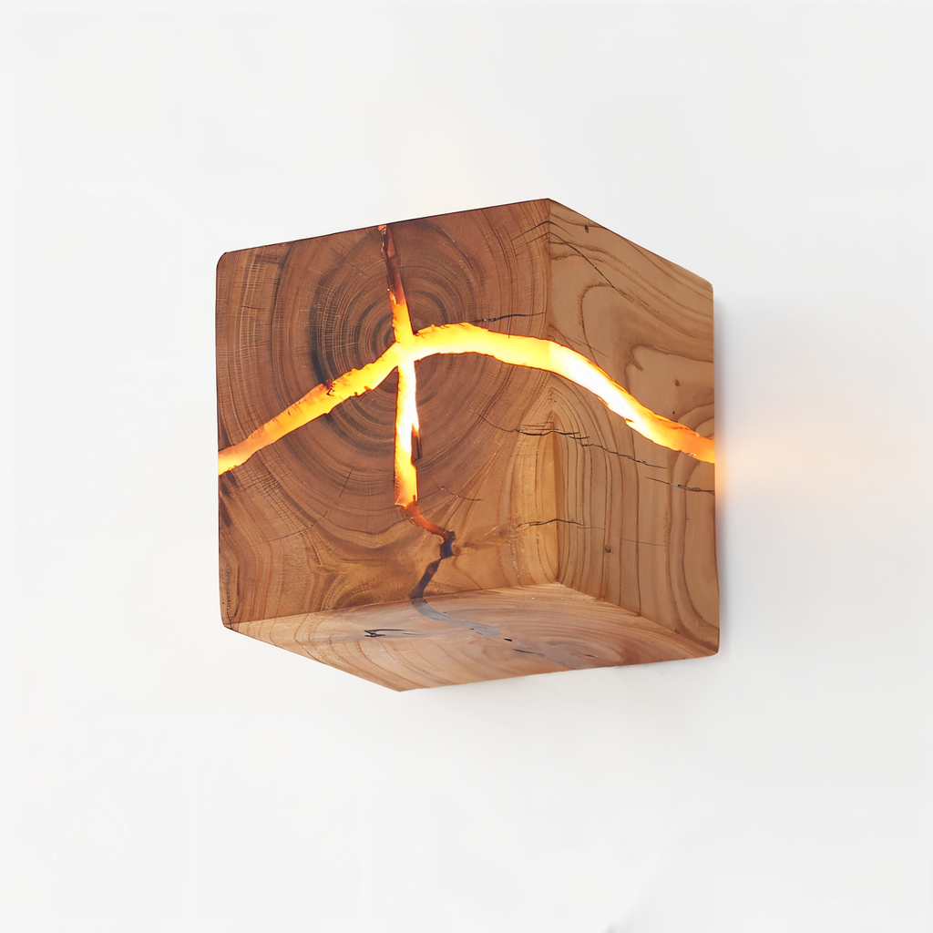 QuadCrackle – Lampada da Parete in Legno Fatta a Mano con Design Artistico Crackle