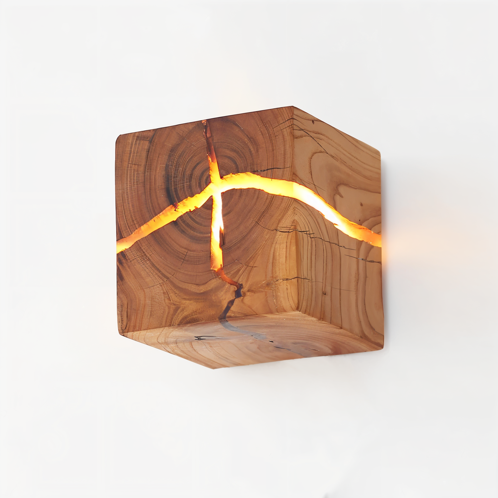 QuadCrackle – Lampada da Parete in Legno Fatta a Mano con Design Artistico Crackle