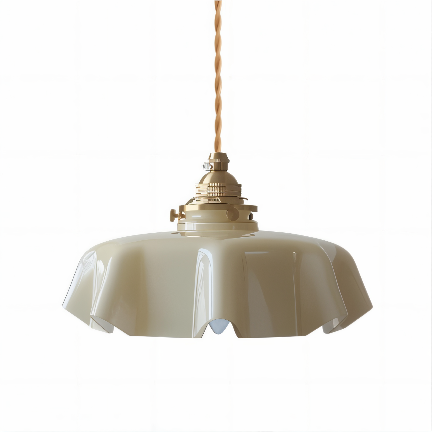 Bellevie – Lampada a Sospensione Retro a Forma di Fiore in Vetro Color Crema