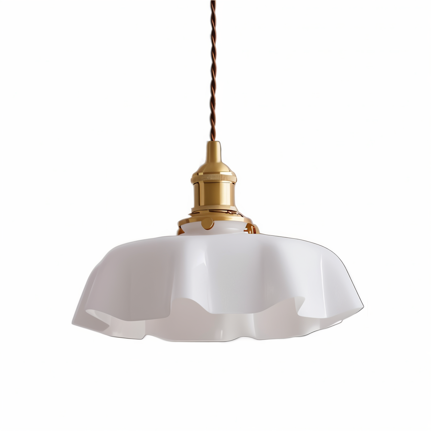 Bellevie – Lampada a Sospensione Retro a Forma di Fiore in Vetro Color Crema