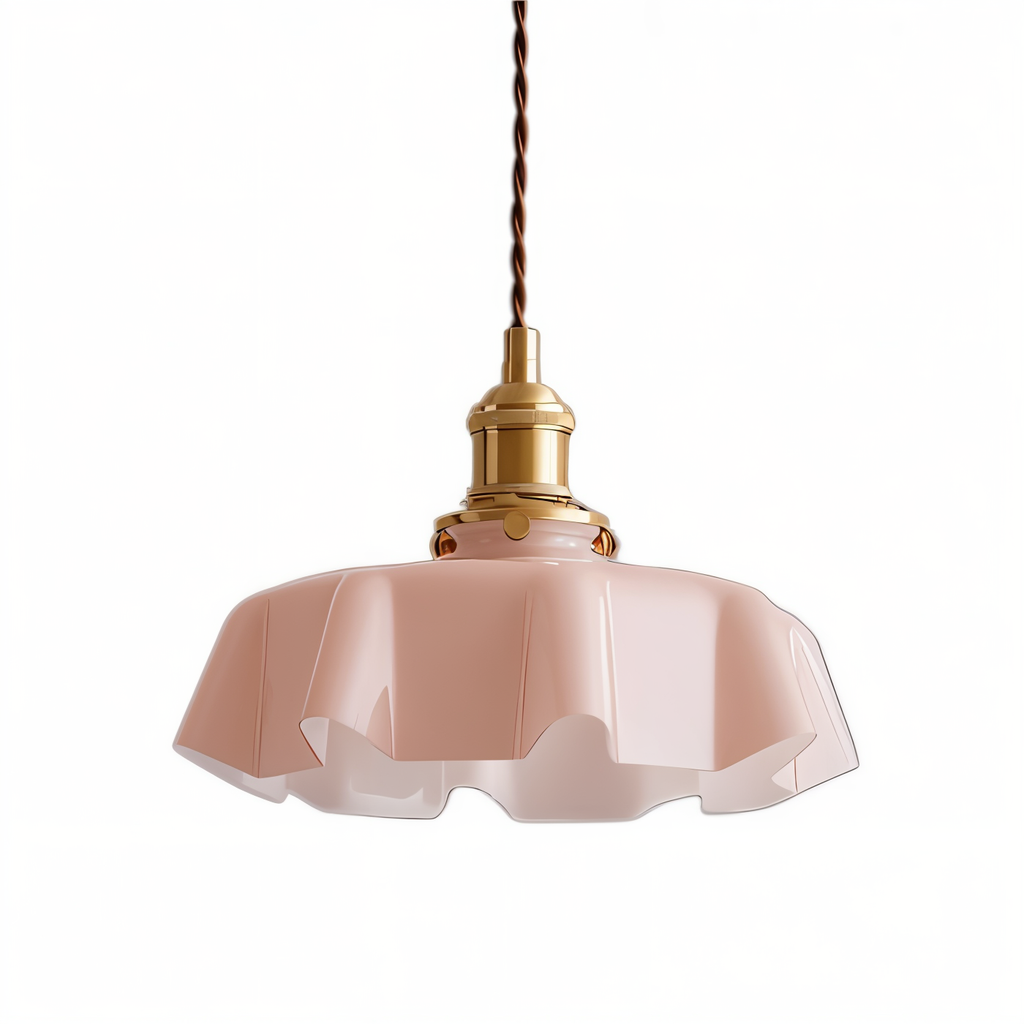 Bellevie – Lampada a Sospensione Retro a Forma di Fiore in Vetro Color Crema